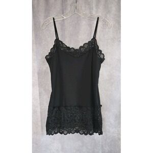 White House Black Market Black Camisole with Lace Y2K Women's Size L Goth, Fairy
